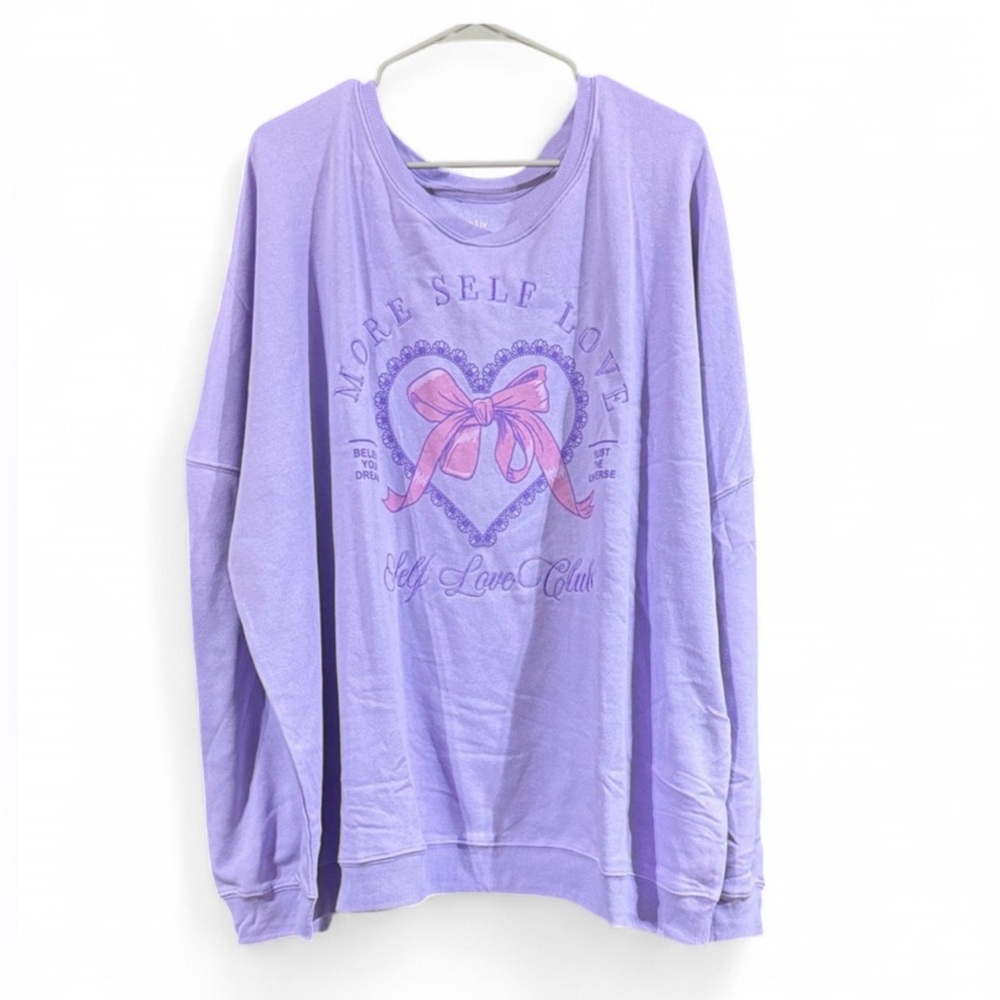 Size 3x Zoe + Liv Purple Sweater with Pink Heart Design